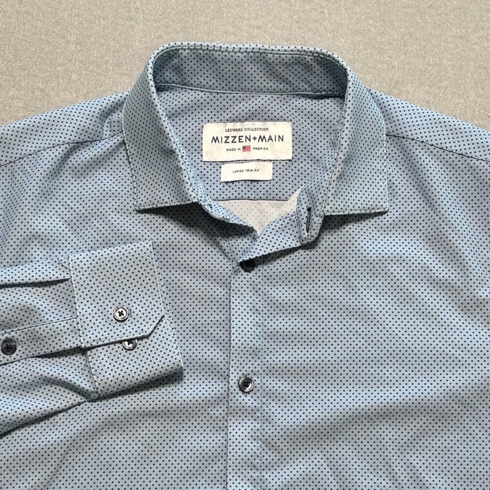Mizzen+Main Light Blue Microdot Button-Down Shirt